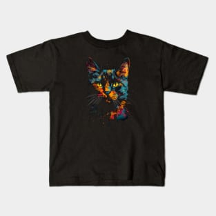 Psychedelic Cat Silhouette #6 Kids T-Shirt